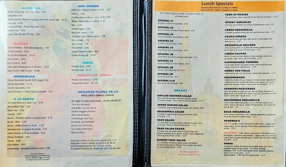 Torero's Fine Mexican Food Menu image 1